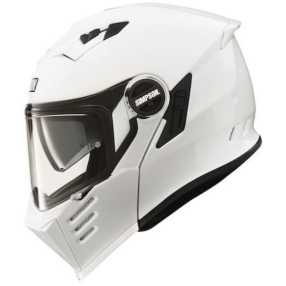 Casco Moto Modulare Simpson Darksome Solid Bianco Doppia Visiera